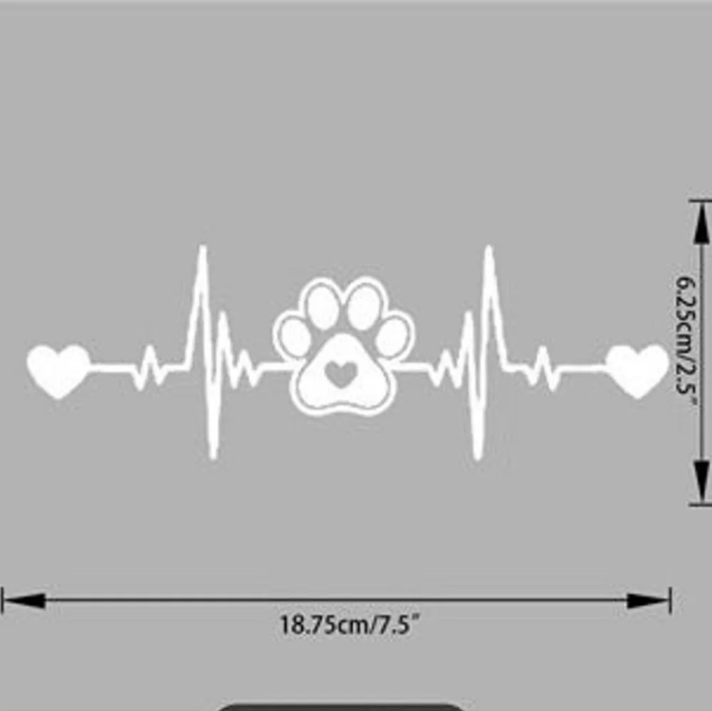 Dog‎ Paw Print Heartbeat Vinyl Graphic Auto Wall Car Laptop Decal Bumper Sticker